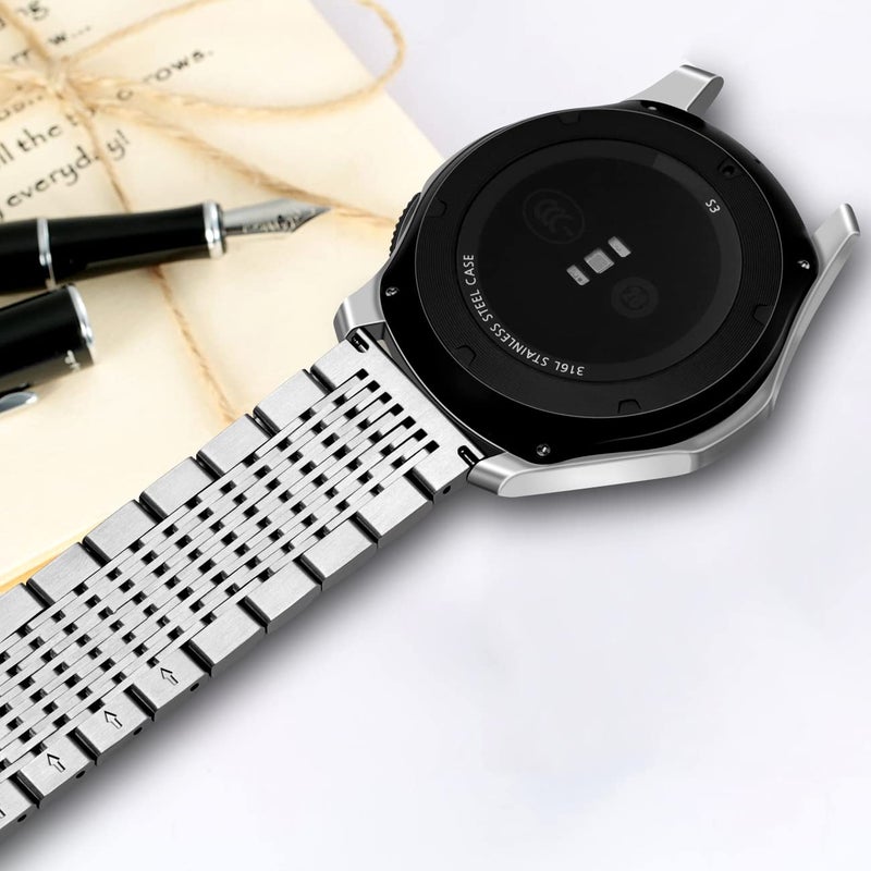 Kai Tian Compatible for Samsung Gear S3 Bands 22mm Stainless Steel Mesh Watch Band for Samsung Galaxy Watch 46mm, Gear S3 Frontier/Classic Smart Watch Strap for Men Women Silver - Image 5